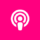 Hot Pink Background With White Podcast Icon