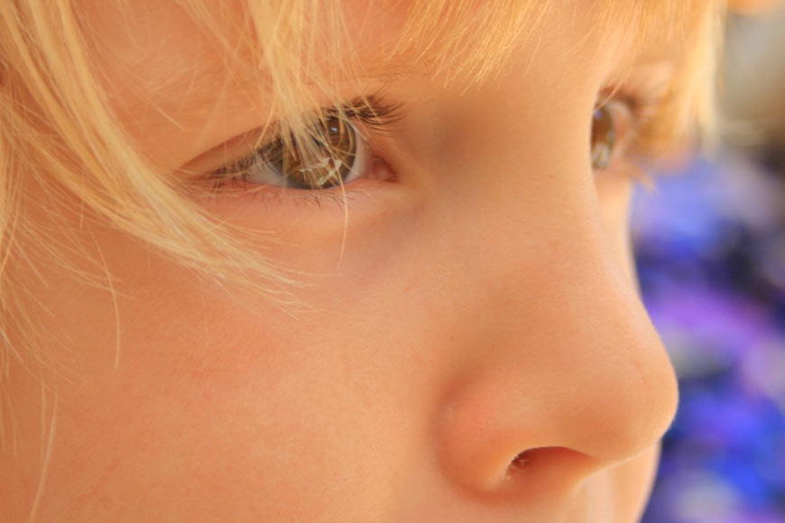 Close up photo of a child's eyes