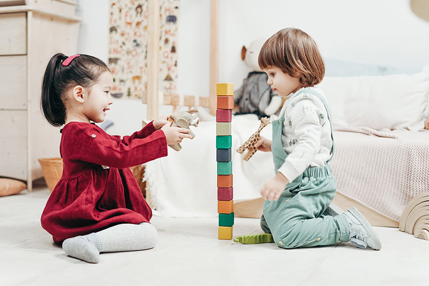 Photo of children playing with blocks