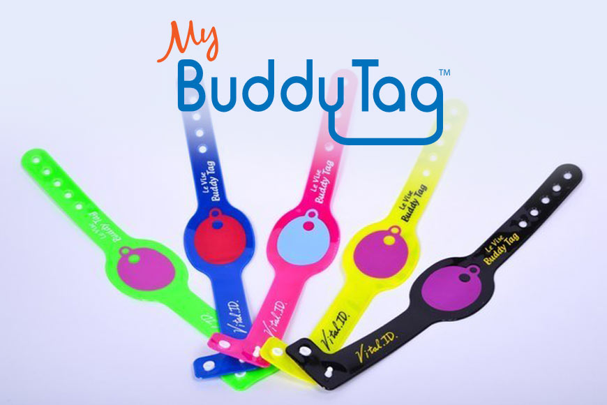 Graphic showing My Buddy Tag logo above products