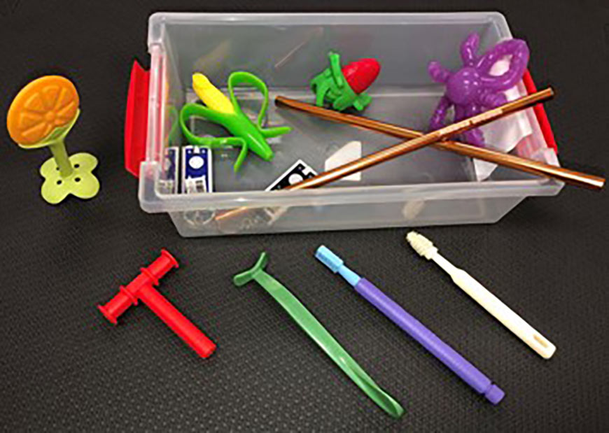 Photo of oral motor box exam tools