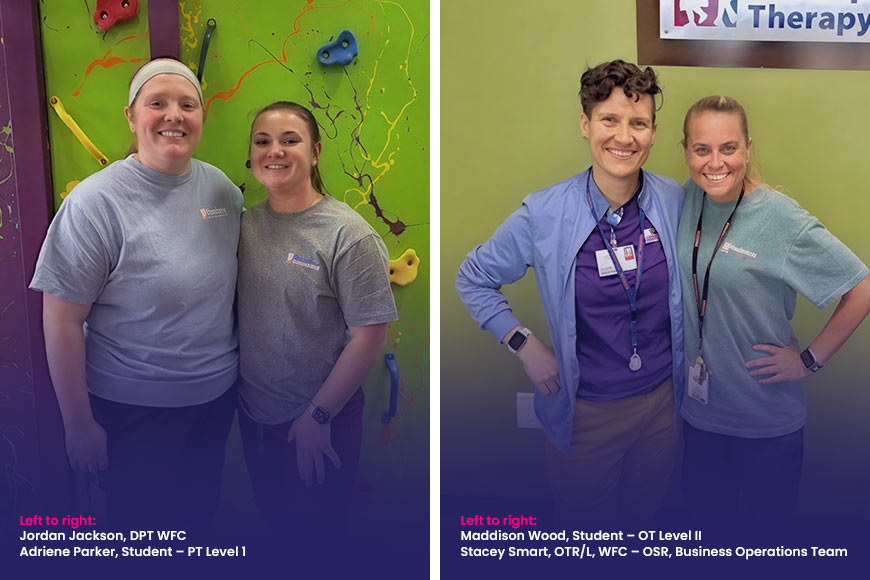 Photo collage showing two images of PDT staff and students
